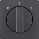 Berker 1084608600 Zentralstück mit Drehknopf für 3-Stufenschalter Q.1/Q.3 anthrazit samt 