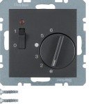 Berker 20301606 Temperaturregler mit Öffner Zentralstück Wippschalter und LED S.1/B.3/B.7 anthrazit matt 
