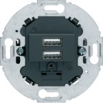 Berker 260215 USB Ladesteckdose 230V 2-fach 3,0A runder Tragring anthrazit matt 