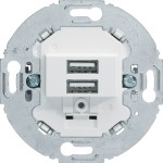 Berker 260219 USB Ladesteckdose 230V 2-fach 3,0A runder Tragring polarweiß matt 