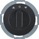Berker 38122145 Jalousie-Drehschalter 2-polig Zentralstück Drehknopf R.Classic schwarz glänzend 