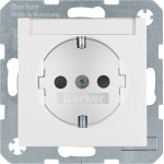 Berker 41498989 Schuko-Steckdose mit Beschriftungsfeld und erhöhter Berührungsschutz S.1/B.3/B.7 polarweiß glänzend 