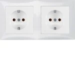 Berker 47208989 Schuko-Steckdosen-Kombination 2-fach mit Rahmen S.1 polarweiß glänzend 