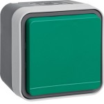 Berker 47403523 Schuko-Steckdose mit grünem Klappdeckel AP W.1 grau 