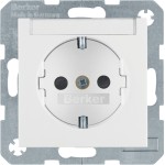Berker 47498989 Schuko-Steckdose mit Beschriftungsfeld und erhöhter Berührungsschutz S.1/B.3/B.7 polarweiß glänzend 