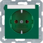 Berker 47508903 Schuko-Steckdose mit Beschriftungsfeld S.1/B.3/B.7 grün glänzend 