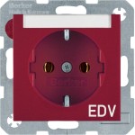 Berker 47508915 Schuko-Steckdose mit Beschriftungsfeld und Aufdruck S.1/B.3/B.7 rot glänzend 