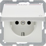 Berker 47516059 Schuko-Steckdose mit Klappdeckel und Aufdruck EDV rot Q.1/Q.3 polarweiß samt 
