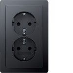 Berker 47596086 Schuko-Doppelsteckdose mit Abdeckplatte hoch erhöhter Berührungsschutz Q.1 anthrazit samt 