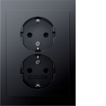 Berker 47597006 Schuko-Doppelsteckdose Abdeckplatte erhöhter Berührungsschutz Berker K.1 anthrazit matt lackiert 