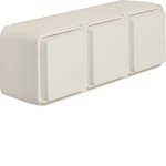 Berker 47733512 Schuko-Steckdose 3-fach waagerecht mit Klappdeckel AP W.1 cremeweiß 