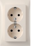 Berker 47748982 Schuko-Doppelsteckdose mit Abdeckplatte Berker S.1 cremeweiß glänzend 