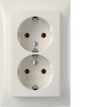 Berker 47748989 Schuko-Doppelsteckdose mit Abdeckplatte Berker S.1 polarweiß glänzend 