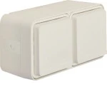 Berker 47753522 Schuko-Steckdose 2-fach waagerecht mit Klappdeckel AP 4 Schieber Berker W.1 polarweiß 