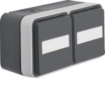 Berker 47753535 Schuko-Steckdose 2-fach waagerecht mit Klappdeckel mit Beschriftungsfeld W.1 grau 
