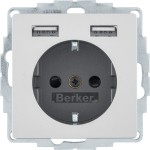 Berker 48036084 Schuko-Steckdose/USB A-A Q.1/Q.3/Q.7/Q.9 alu samt lackiert 