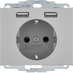 Berker 48037004 Schuko-Steckdose/USB A-A K.5 edelstahl matt lackiert 