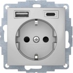 Berker 48041404 Schuko-Steckdose/USB A-C B.3 alu matt lackiert 
