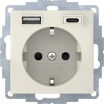 Berker 48048982 Schuko-Steckdose/USB A-C S.1 cremeweiß glänzend 