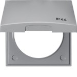 Berker 918282597 Rahmen mit Klappdeckel und Aufdruck 'IP44' Integro Flow grau glänzend 