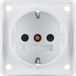 Berker 941952502 Schuko-Steckdose erhöhter Berührungsschutz Schraubklemmen Integro Modul-Einsätze polarweiß matt 