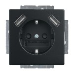 Busch-Jaeger 20 EUCB2USB-885 Schuko 2x USB-Steckdose schwarz matt 2CKA002011A6279 
