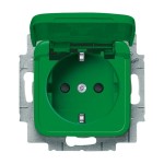 Busch-Jaeger 20 EUKB-13-212-101 Schuko-Steckdose mit Klappdeckel grün 2CKA002013A5471 