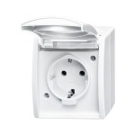 Busch-Jaeger 20 EWN-54 Schuko Steckdose mit Klappdeckel und Beschriftungsfeld alpinweiß 2CKA002083A0831 