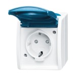 Busch-Jaeger 20 EBW-53 Schuko Steckdose mit erhöhtem Berührungsschutz grau/blaugrün 2CKA002083A0842 