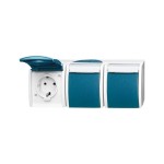 Busch-Jaeger 2300/3 EWN-53 Schuko Steckdose 3-fach grau/blaugrün 2CKA002084A0704 