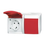 Busch-Jaeger 20/2 EW/DVN-54 Schuko Steckdose 2-fach mit roten Klappdeckeln alpinweiß 2CKA002084A0713 