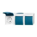 Busch-Jaeger 2300/3 EBW-53 Schuko Steckdose mit erhöhtem Berührungsschutz grau/blaugrün 2CKA002084A0721 