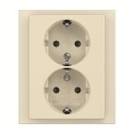 Busch-Jaeger 202 EUJB-82 SCHUKO Doppelsteckdose volle Abdeckung elfenbeinweiß 2TKA00003885 