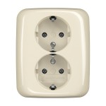 Busch-Jaeger 202 EUJ-212 SCHUKO Doppelsteckdose volle Abdeckung cremeweiß 2TKA00003895 