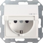 Gira 041403 Schuko-Steckdose 16A 250V mit Klappdeckel und erhöhten Berührungsschutz (Shutter) System 55 Reinweiß glänzend 