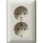 Gira 078301 2f-SCHUKO-Steckd. SP + Vollpl. System 55 Cremeweiß 