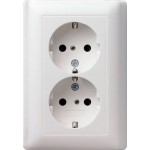 Gira 078303 2f-SCHUKO-Steckd. SP + Vollpl. System 55 Reinweiß 