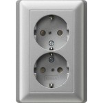 Gira 078326 2f-SCHUKO-Steckd. SP + Vollpl. System 55 F Alu 