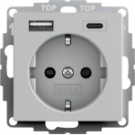 Gira 2459015 SCHUKO SP USB-Spannungsvers. 2f Typ A/C System 55 Grau m 
