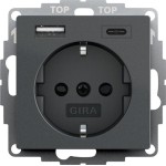 Gira 245928 SCHUKO SP USB-Spannungsvers. 2f Typ A/C System 55 Anthrazit 