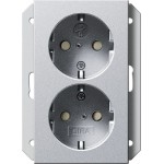 Gira 273126 2f-SCHUKO-Steckd. SP f. UP-Dose 1f System 55 F Alu 