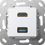 Gira 567803 HDMI USB 3.0 A Kpl. Einsatz Reinweiß 
