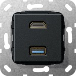 Gira 567810 HDMI USB 3.0 A Kpl. Einsatz Schwarz m 