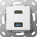 Gira 567903 HDMI USB 3.0 A K-Peitsche Einsatz Reinweiß 