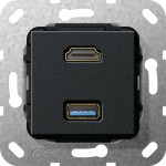 Gira 567910 HDMI USB 3.0 A K-Peitsche Einsatz Schwarz m 