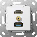 Gira 568103 HDMI USB 3.0 A M-Klinke K-Peitsche Einsatz Reinweiß 