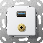Gira 568603 USB 3.0 A M-Klinke Kpl. K-Peitsche Einsatz Reinweiß 