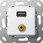 Gira 568703 USB 3.0 A M-Klinke K-Peitsche Einsatz Reinweiß 