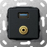 Gira 568710 USB 3.0 A M-Klinke K-Peitsche Einsatz Schwarz m 