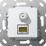 Gira 569703 MJ RJ45 Cat.6A 10 Gbit SAT-F-Buchse Kpl. Einsatz Reinweiß 